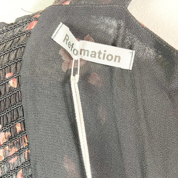 Reformation NWT Black Sleeveless Fulton Romy Floral Print Dress Size 2 - Picture 10 of 11